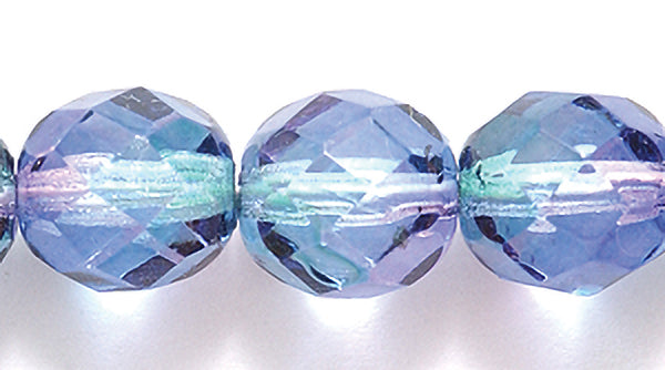 8FC5289-LC: CZ FACET RD 2 Tone LT Green/purple 8mm 200PC