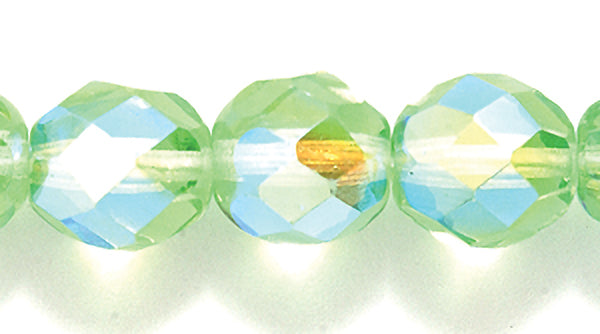 8FC582-A: CZ FACET RD Apple Green AB 8mm-200PC