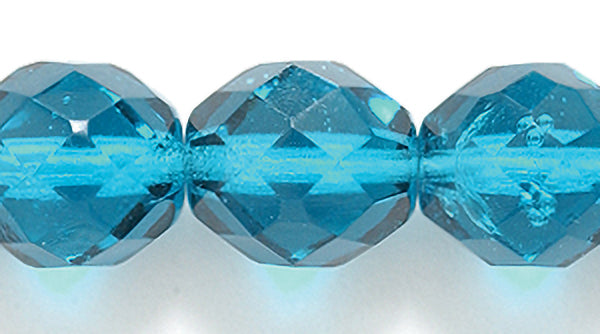 10FC266: CZ FACET RD TRANS DK MED Aqua 10mm-150PC