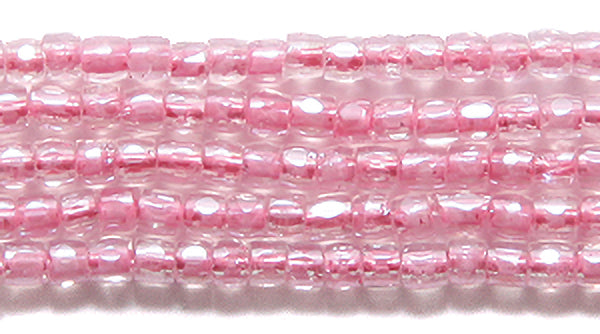 9SC792-LS: CZ Seed Bead 3-cut Luster Color Lined Pink 9/0 10HK
