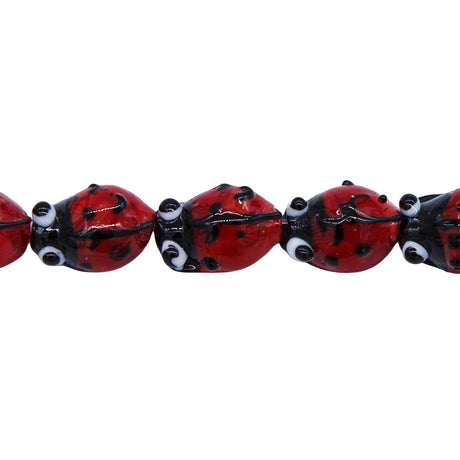 93LB144: China Lampwork Ladybug 9x13 mm 17-20pc