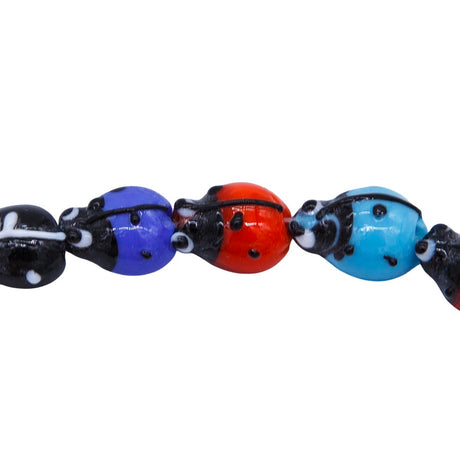 93LB525: China Lampwork Ladybug Mix 9x13 mm 17-20pc