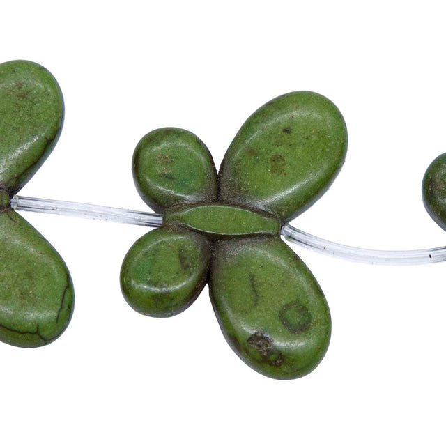 93ST612-G: Magnesite Butterfly Beads Green 25x35mm 15.5"