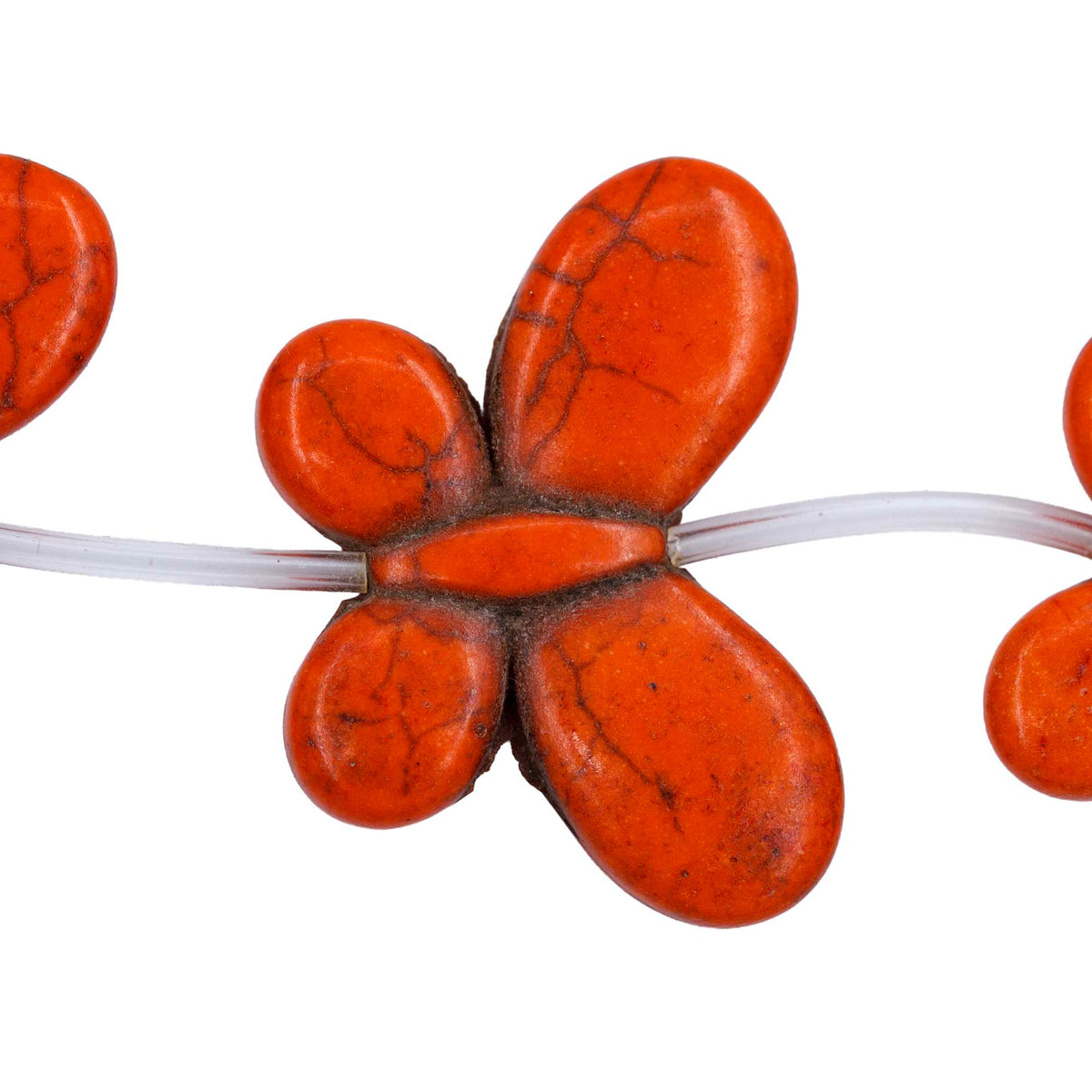 93ST612-O: Magnesite Butterfly Beads Orange 25x35mm 15.5"