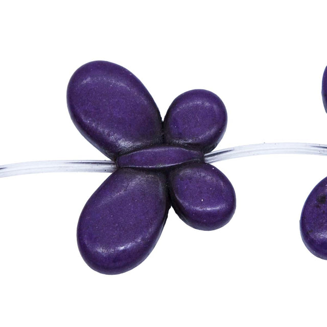 93ST612-PR: Magnesite Butterfly Beads Purple 25x35mm 15.5"