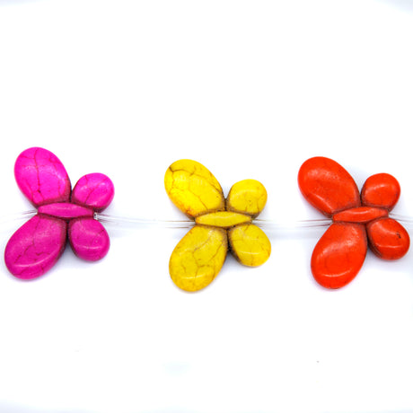 93ST612-X: Magnesite Butterfly Beads Mix 25x35mm 15.5"