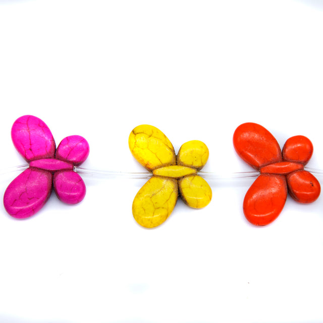 93ST612-X: Magnesite Butterfly Beads Mix 25x35mm 15.5"