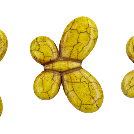93ST612-Y: Magnesite Butterfly Beads Yellow 25x35mm 15.5"