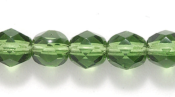 6FC283-D: CZ FACET RD TRANS DK Olive Green 6MM-400PC