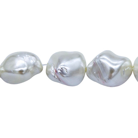 94MP611-P2: Mother Of Pearl Pearlized Nugget 16 inch Strand - String