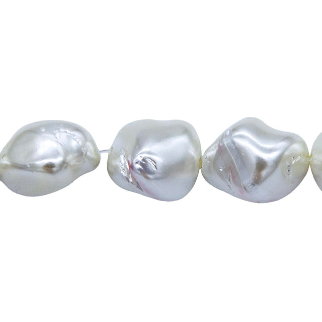 94MP611-P2: Mother Of Pearl Pearlized Nugget 16 inch Strand - String