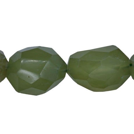 94ST4007-OG: Natural Olive Green Chalcedony Facet Pebble/Nugget 9x15-14x19mm