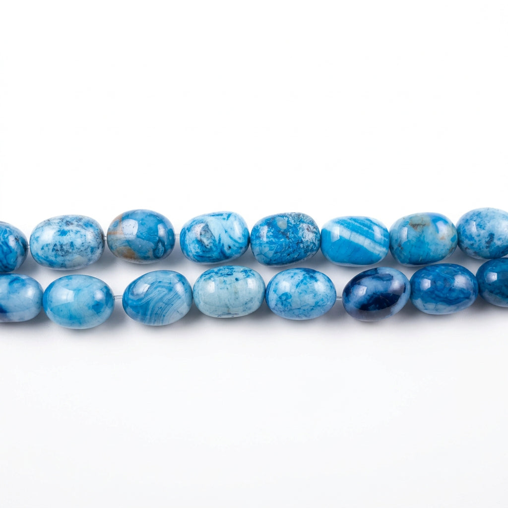 94ST412-B: Blue Crazy Agate (dyed) Tumbled Nugget 8-13x17-20mm