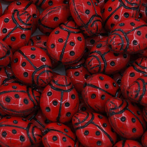 95LB144-BI: CZ Ladybug Red Black Inlay 11x14mm 150 Pieces
