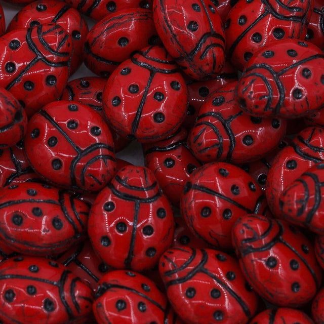 95LB144-BI: CZ Ladybug Red Black Inlay 11x14mm 150 Pieces