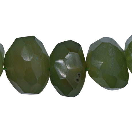 98ST4007-OG: Natural Olive Green Chalcedony Facet Nugget 12-14x18mm