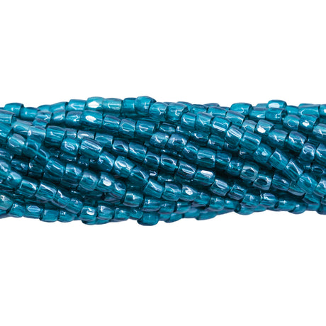 9SC387-TR: CZ Seed Bead 3-cut Trans Dark Emerald Luster 9/0-1HK