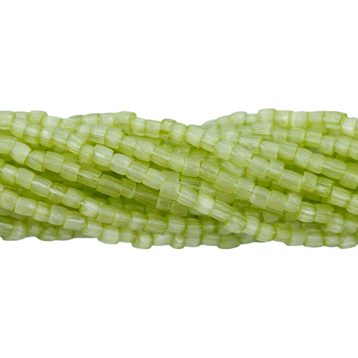 9SC981R: CZ Seed Bead 3-cut Satin Celery Green 9/0-1HK