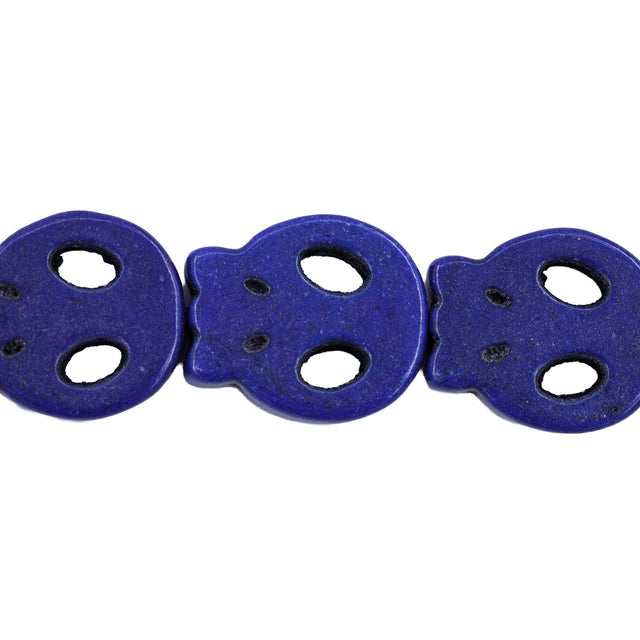 9ST50-DB: 13x15mm Lapis Magnesite Skull Beads 15.5"