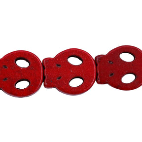 9ST50-R: 13x15mm Red Magnesite Skull Beads 15.5"
