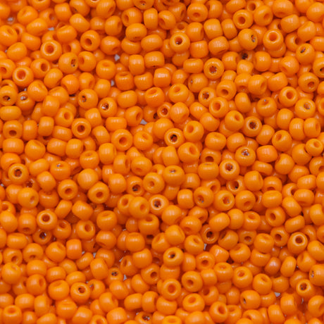 9SV100-35: Vintage Venetian Seed Bead Op Bright Orange 9/0