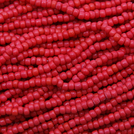 9SV100-45: Vintage Venetian Seed Bead Op Fire Engine Red 9/0