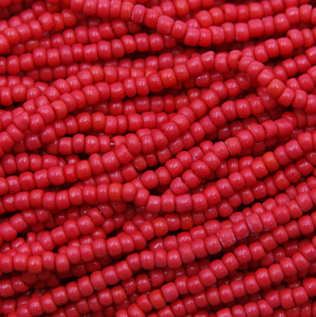 9SV100-45: Vintage Venetian Seed Bead Op Fire Engine Red 9/0