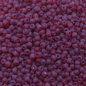 9SV100-52: Vintage Venetian Seed Bead Tr Dark Rustic Red 9/0