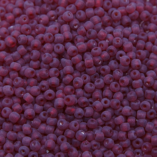 9SV100-52: Vintage Venetian Seed Bead Tr Dark Rustic Red 9/0