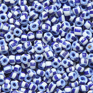 9SV2176: Vintage Venetian White/dark Blue Stripes 9/0 500 Grams