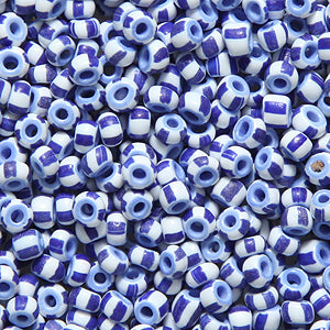 9SV2176: Vintage Venetian White/dark Blue Stripes 9/0 500 Grams