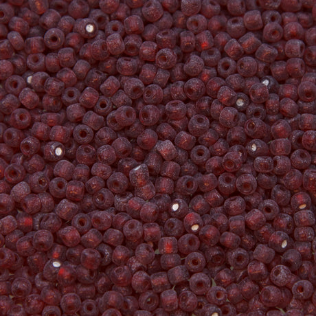 9SV244-AUR: Vintage Venetian Transparent Red #10 Frosted 9/0 50 Gram Bag