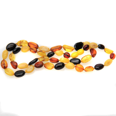 AC902-N5: Amber Necklace Oval Nuggets Mixed 22 Inches