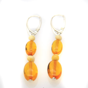 AC999-E1: Amber Earring 2.25 Inches Long SS