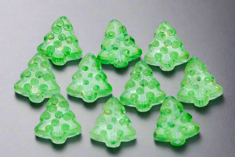 AL301-282: Glass Christmas Tree Bead Green 15x16mm -10PPK