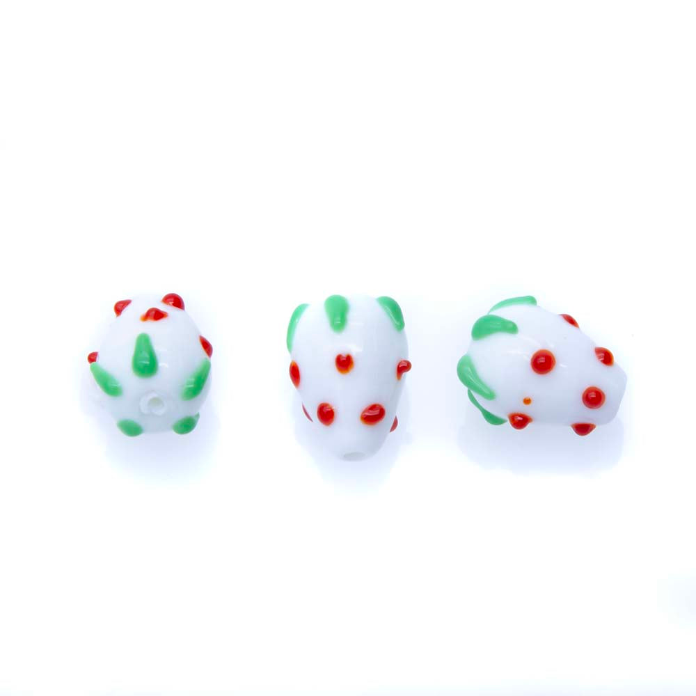 AL303-3: Strawberry White w/Red 19mm - 1PC