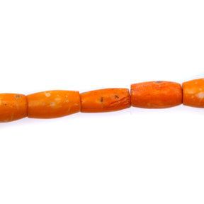 BN100-28: Orange Colored Bone Hair Pipe 12mm 13" String