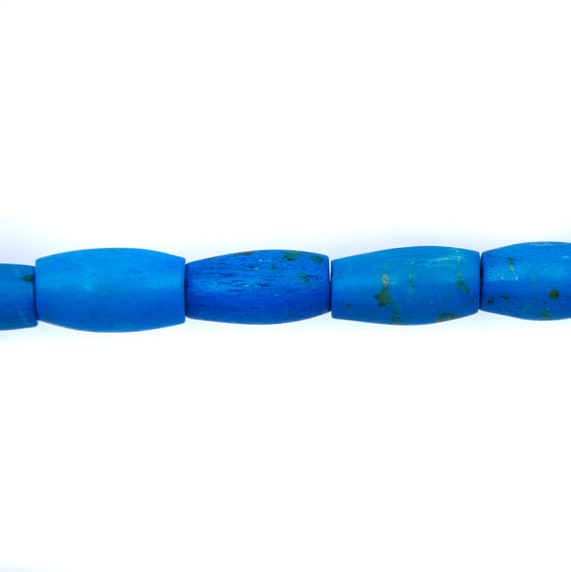BN100-30: Turquoise Colored Bone Hair Pipe 12mm 13" String