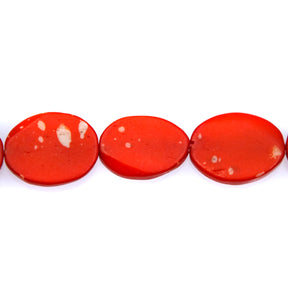 BN100-44: Red Colored Bone Oval 14x19mm 13" String