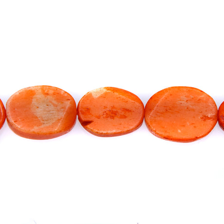 BN100-46: Orange Colored Bone Oval 14x19mm 13" String
