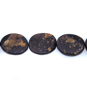 BN100-48: Black Colored Bone Oval 14x19mm 13" String