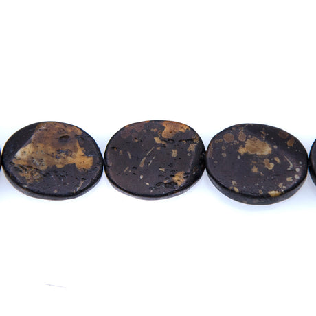 BN100-48: Black Colored Bone Oval 14x19mm 13" String