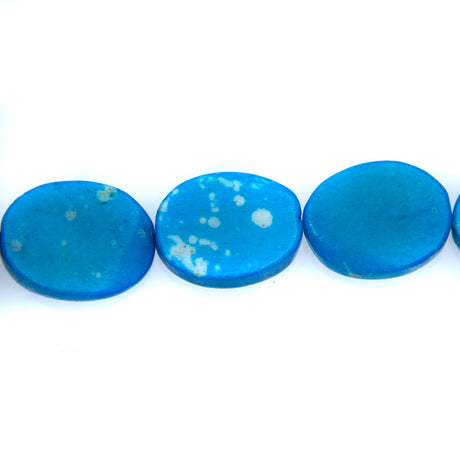 BN100-49: Turquoise Blue Colored Bone Oval 14x19mm 13" String