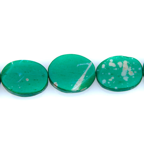 BN100-51: Green Colored Bone Oval 14x19mm 13" String