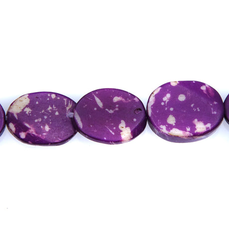 BN100-53: Purple Colored Bone Oval 14x19mm 13" String