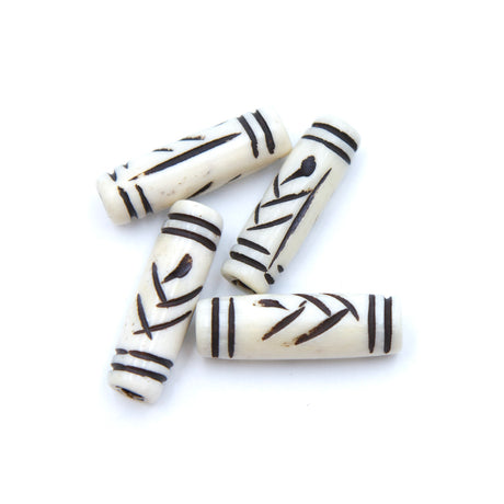 BN275-37: Bone Carved Tube With Design 8x24mm 20 Pieces