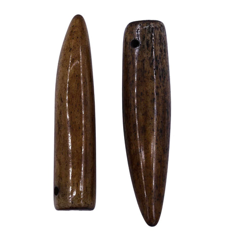 BN3500-01: Bone Tooth Shape Pendant Brown 10x44-50mm AVG 5PPK