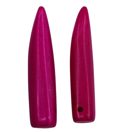 BN3500-03: Bone Tooth Shape Pendant Fuchsia 10x44-50mm AVG 5PPK