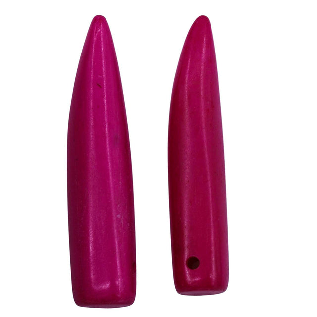 BN3500-03: Bone Tooth Shape Pendant Fuchsia 10x44-50mm AVG 5PPK