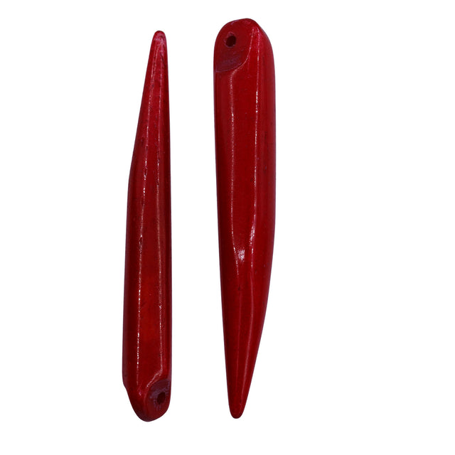 BN3501-03: Bone Fang Shape Pendant Red 6-8x55mm AVG 5PPK